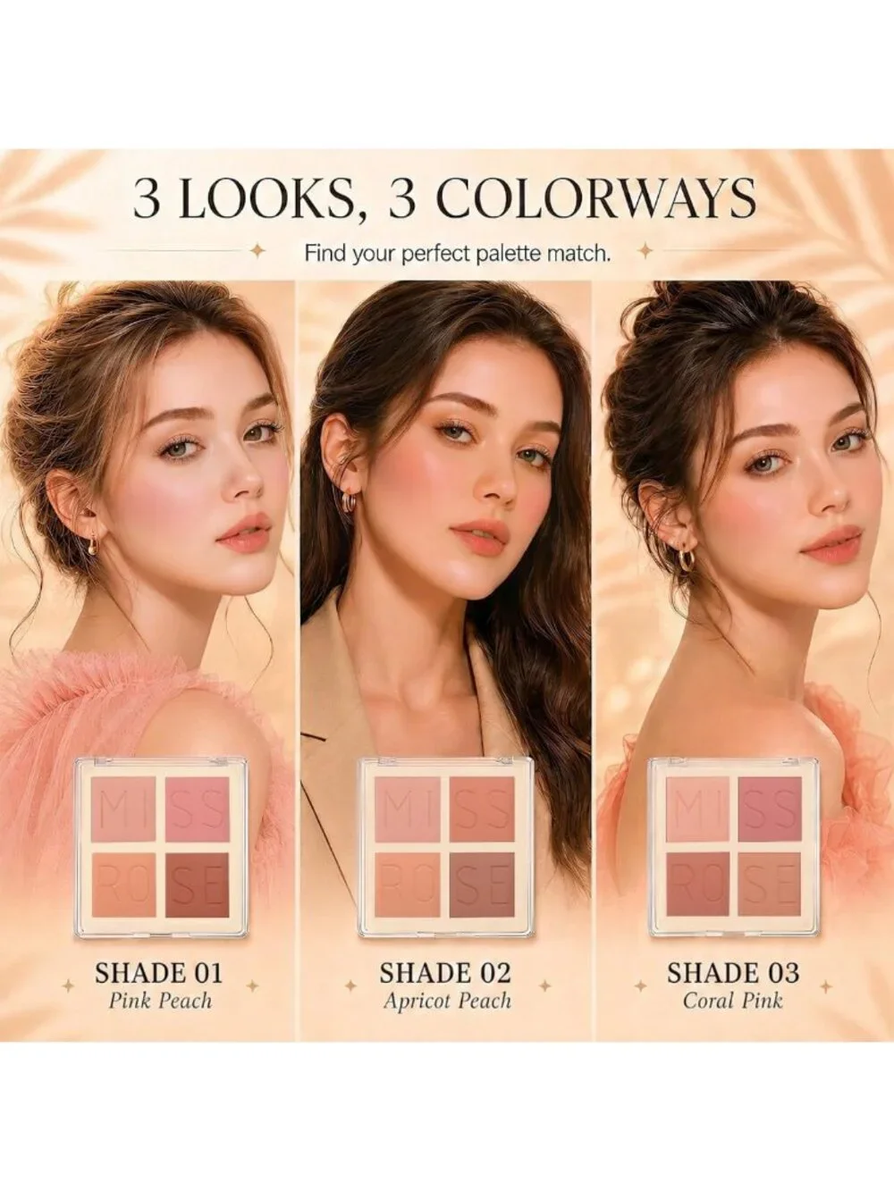 4-Color Matte Blush Palette - Highly Pigmented, Silky Smooth, Long-Lasting Cheek